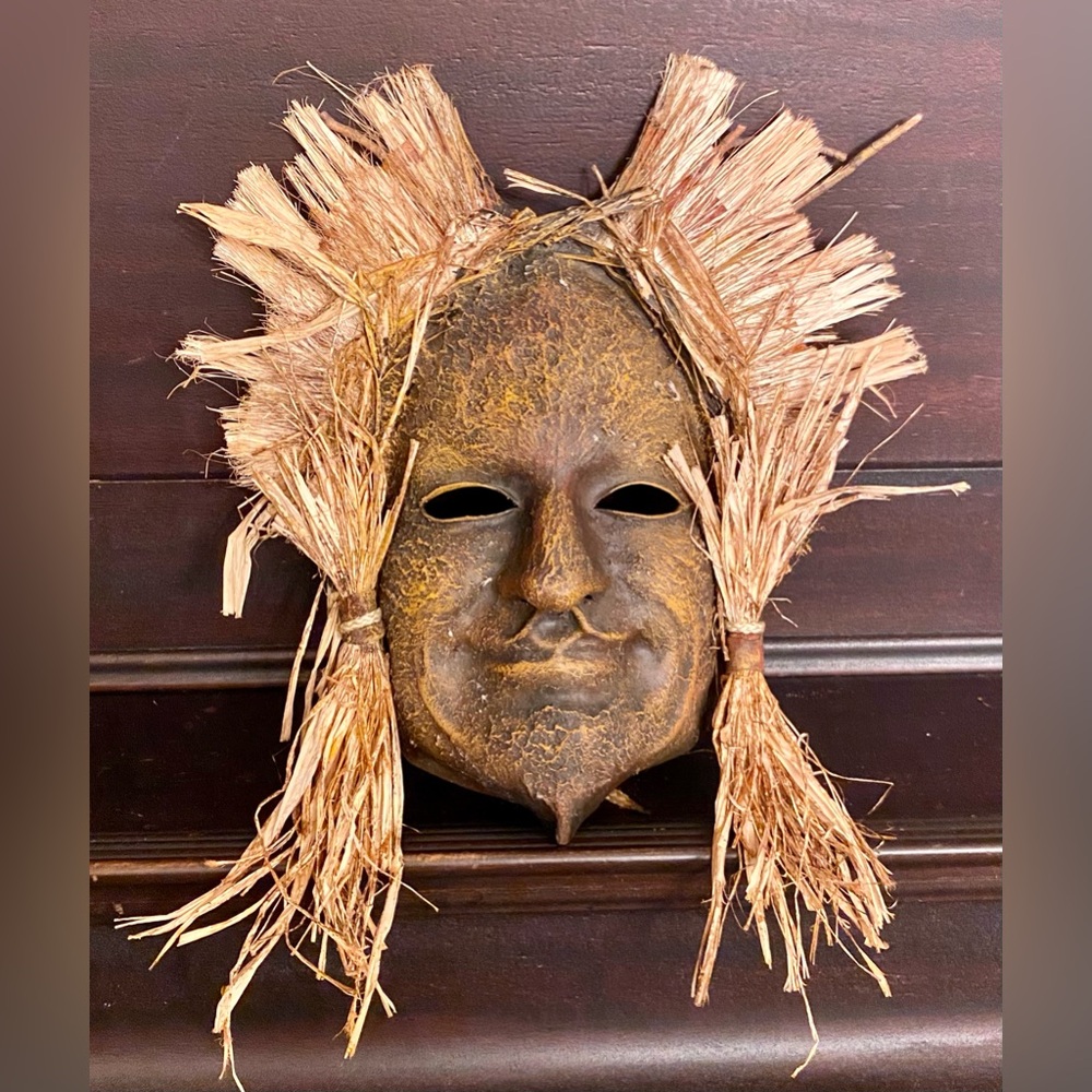 Beautiful Artisan Handmade Leather & Straw Mask